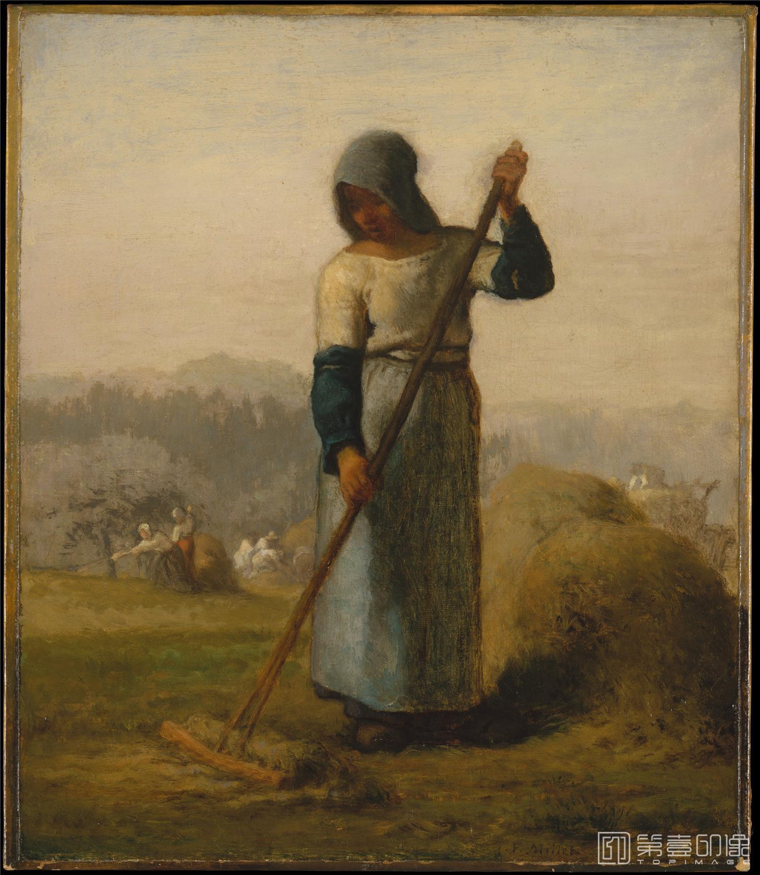 油画-美国纽约大都会美术馆油画藏画-Jean-Francois MilletWoman with a Rake-1259